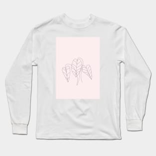 Boho Neutral Beige, Line Art Botanical 2 Long Sleeve T-Shirt